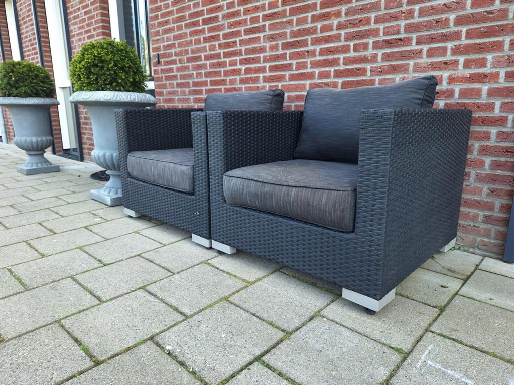 Twee comfortabele loungestoelen - Gebruikt, Tuin en Terras, Ophalen, Gebruikt, Wicker