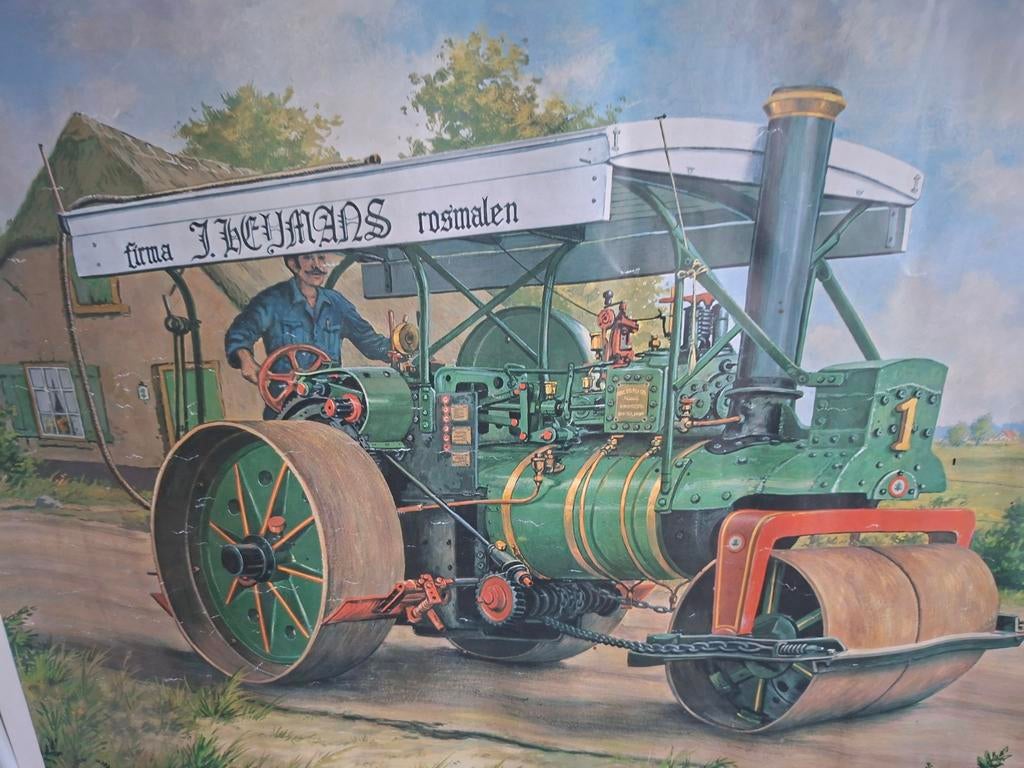 Poster stoomwals, Gebruikt, Vierkant, Ophalen of Verzenden, A1 t/m A3