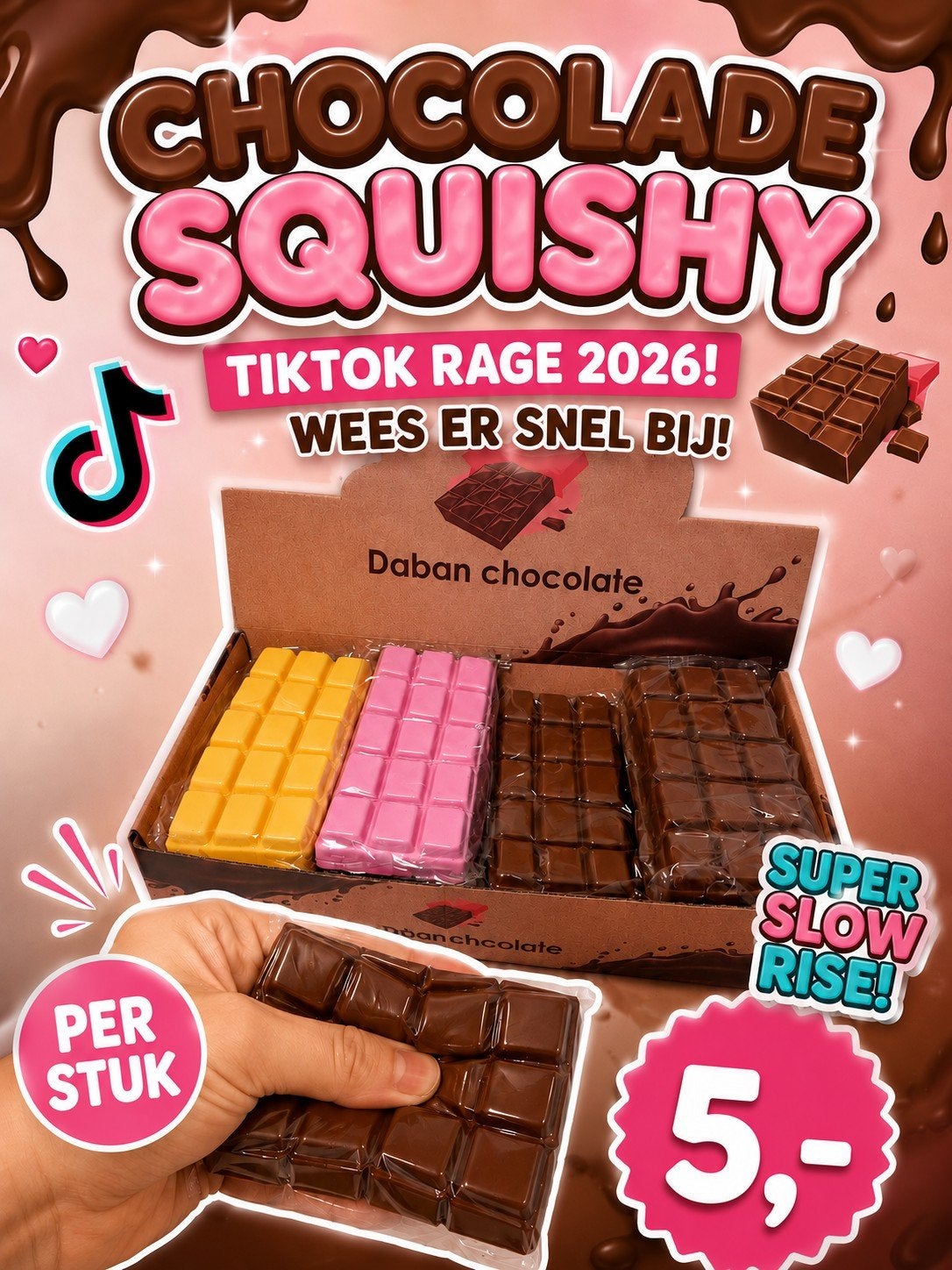 Chocolade Squishy - TikTok Rage 2026! Super Slow Rise!, Ophalen, Nieuw, Jongen of Meisje