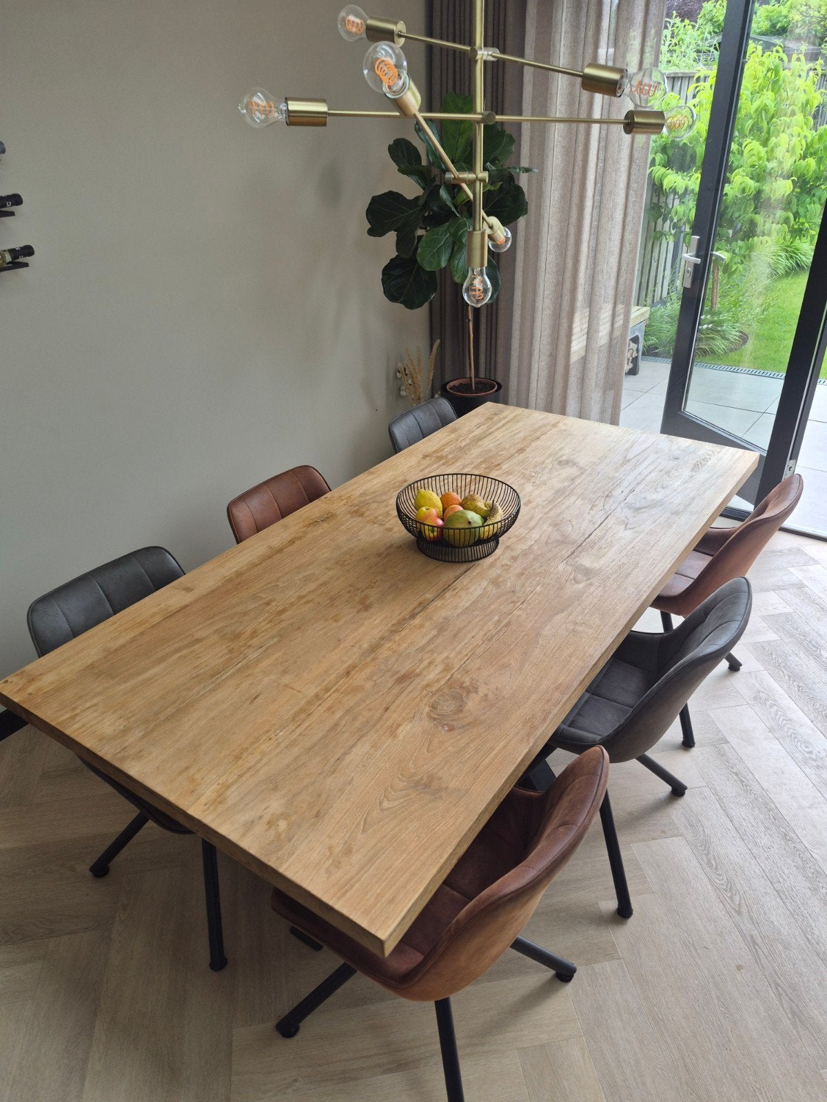 Te koop: Eettafel 200x100 met 6 stoelen, Ophalen, Gebruikt, Modern, licht industrieel, 6 tot 8 stoelen