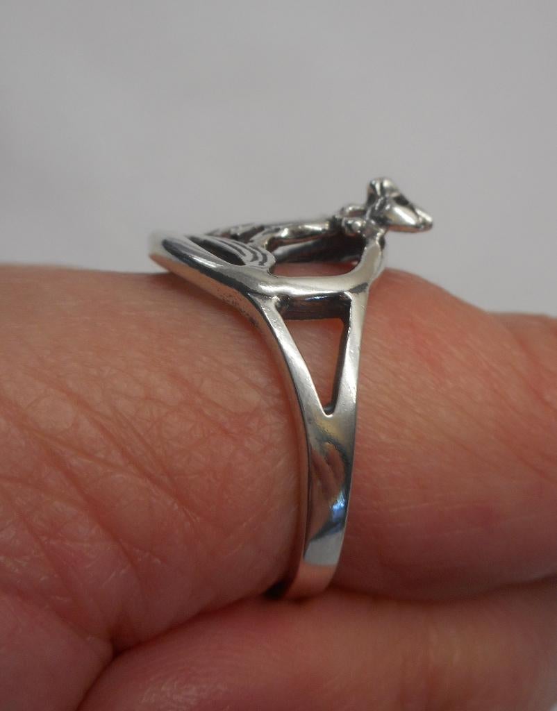 Zilveren vintage ring met vos maat 19.25 nr.135, Verzenden, 19 tot 20, Zo goed als nieuw, Dame