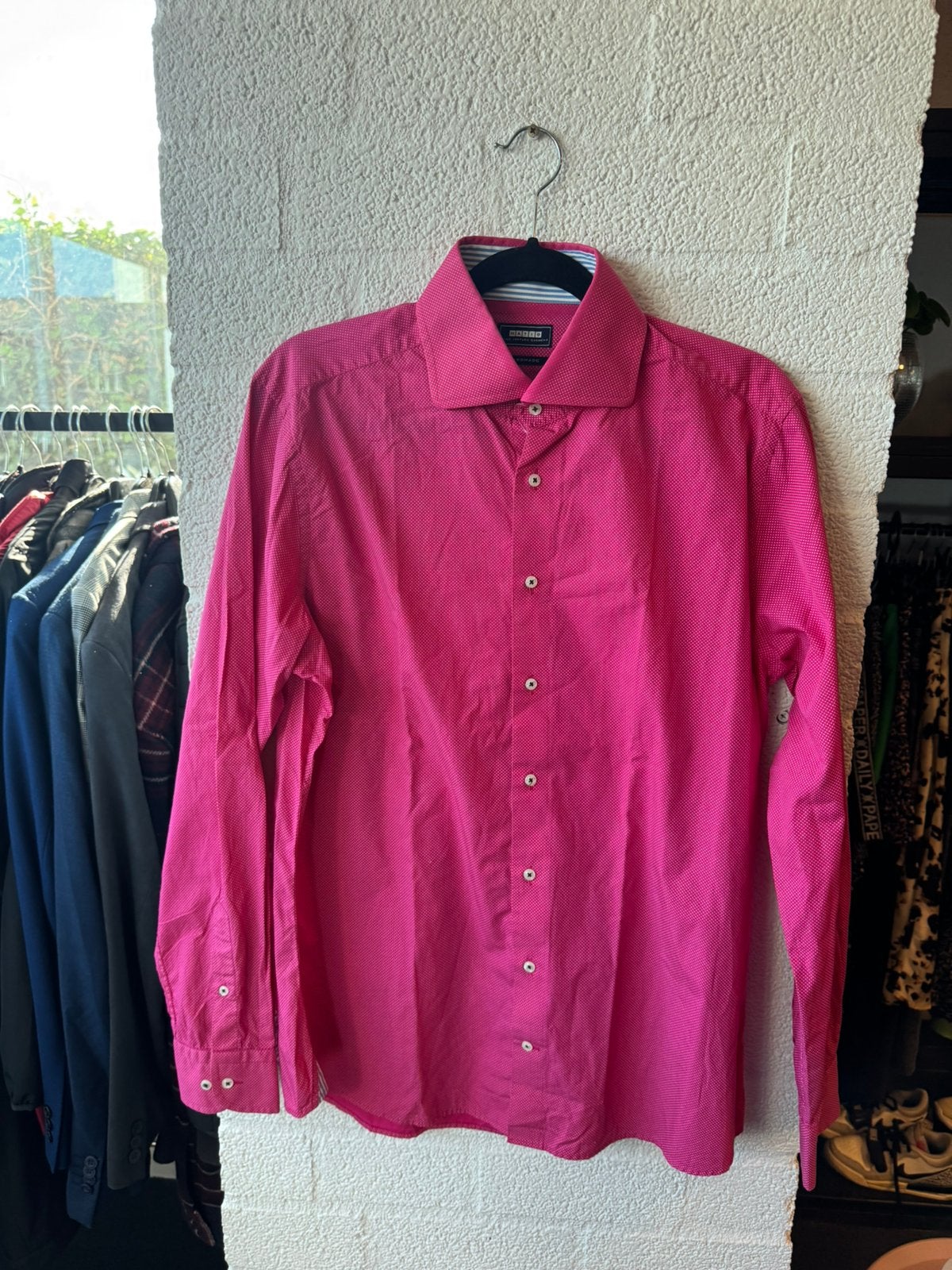 Matio overhemd maat 42 heren roze, Ophalen of Verzenden, Zo goed als nieuw, Roze, Halswijdte 41/42 (L)
