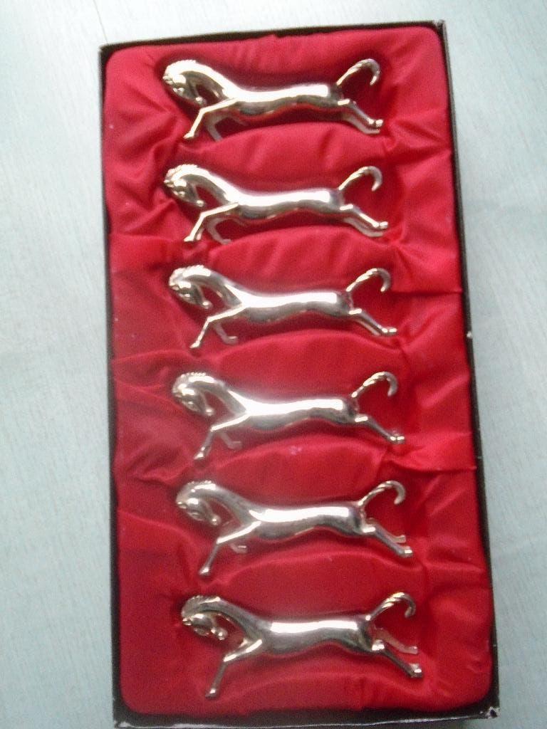 messenleggers 6x (paardjes), Ophalen of Verzenden, Zo goed als nieuw, Rvs of Chroom