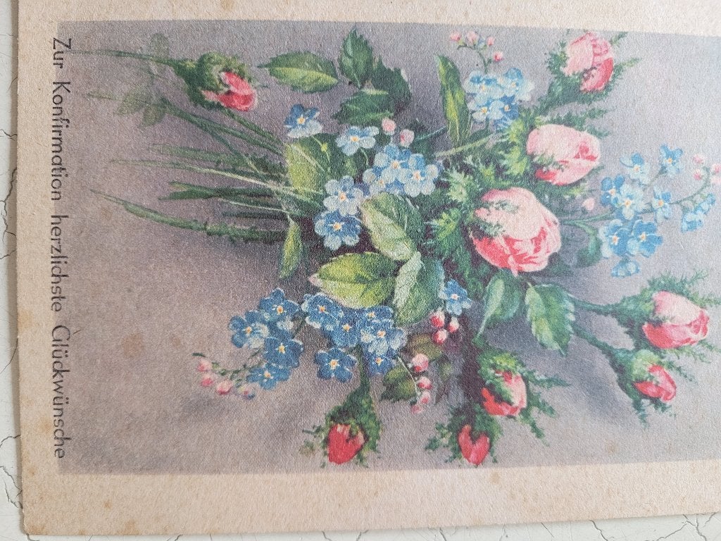 Oude kaart met bloemen, Verzamelen, Ophalen of Verzenden, 1920 tot 1940, Gelopen, Natuur