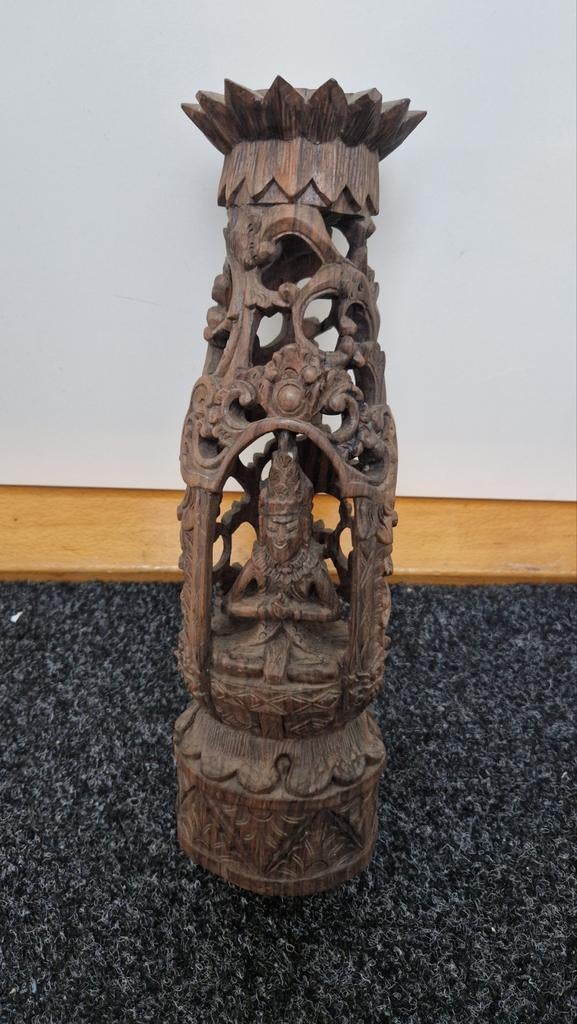 Antieke Balinese lamp open houtwerk, Ophalen of Verzenden