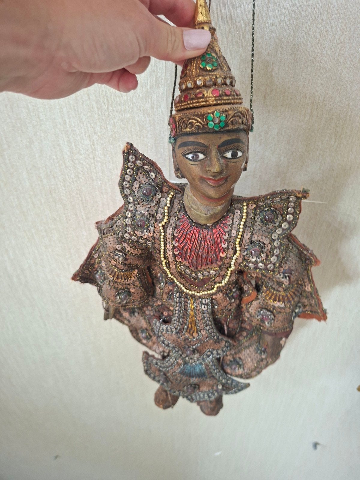 2 Antieke Birmese Marionetpop - Handgemaakt en Versierd, Ophalen of Verzenden