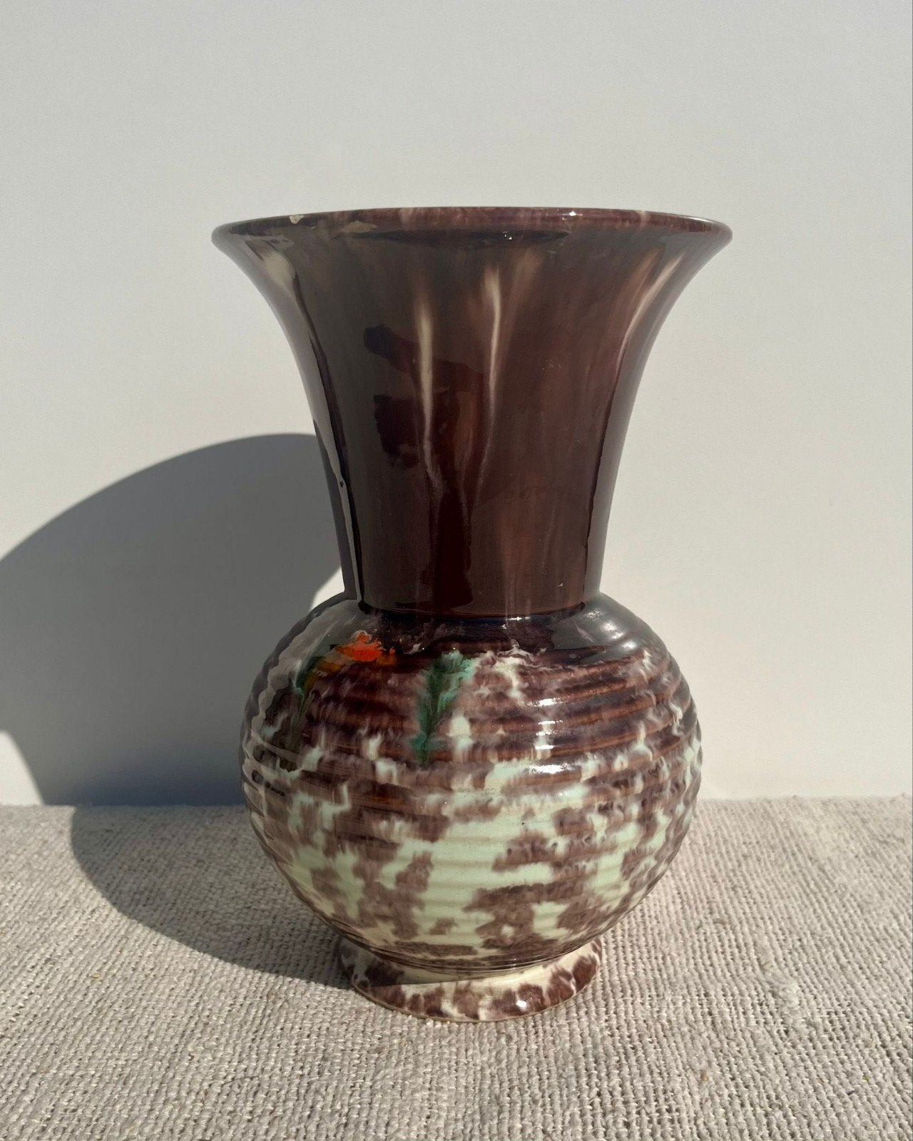 vintage West Germany Jasba druipglazuur 19 cm, Ophalen of Verzenden, Zo goed als nieuw, 19 cm, Steen/keramiek