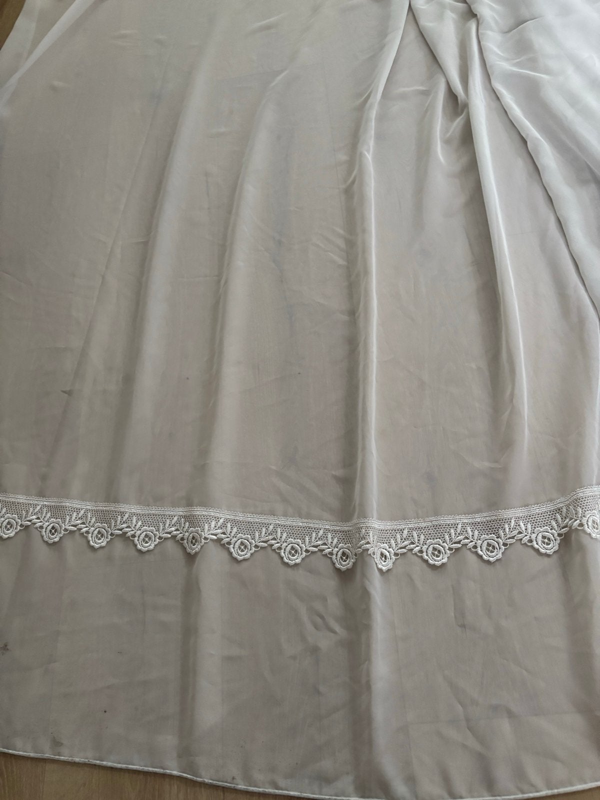 Witte vitrage met kanten rand, Vitrage, Gebruikt, Wit, Ophalen of Verzenden
