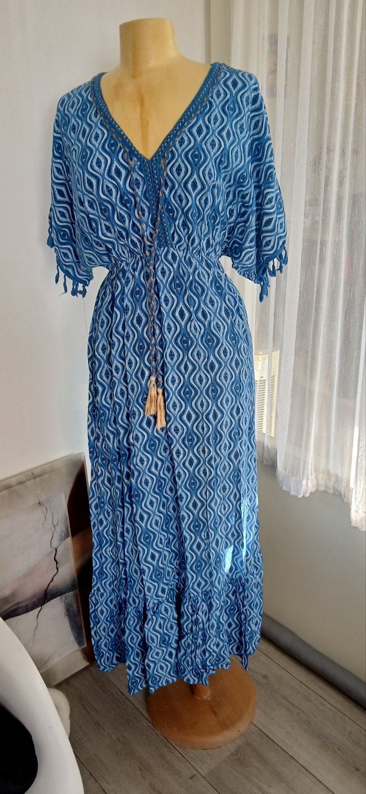 Prachtige  maxi  ibiza de zomerjurk mt 42 viscose, Maat 42/44 (L), Nieuw, Onder de knie, Verzenden