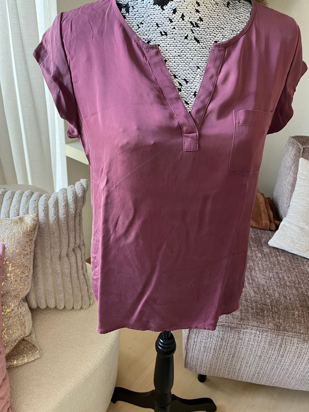 REPEAT prachtige zijde top wijnrood/paars maat 36, Kleding | Dames, Tops, Zo goed als nieuw, Maat 36 (S), Rood, Korte mouw, Ophalen of Verzenden