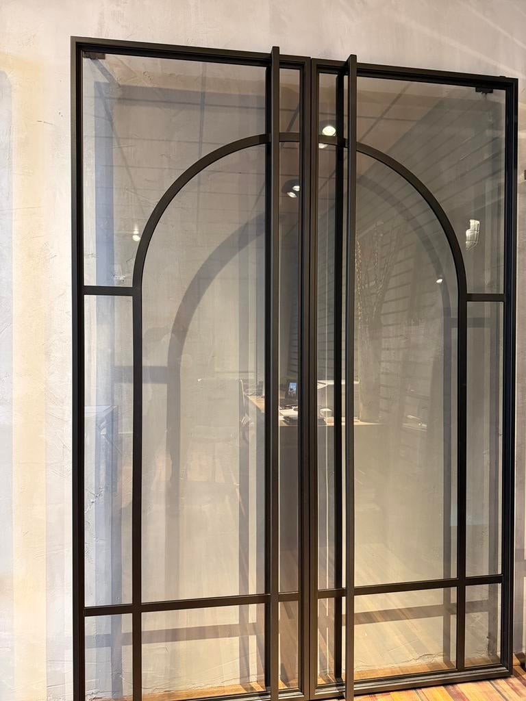 2 trendy stalen deuren, 215 cm of meer, Binnendeur, Ophalen of Verzenden, Glas
