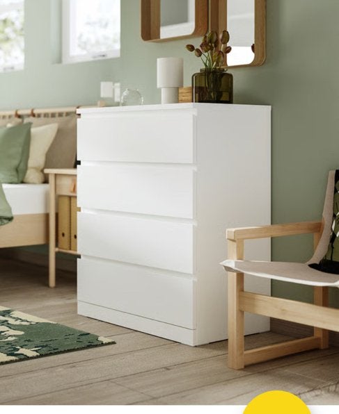 Ikea Malm Ladekast Wit 4 Lades, Ophalen, 50 tot 100 cm, Zo goed als nieuw, Minder dan 100 cm