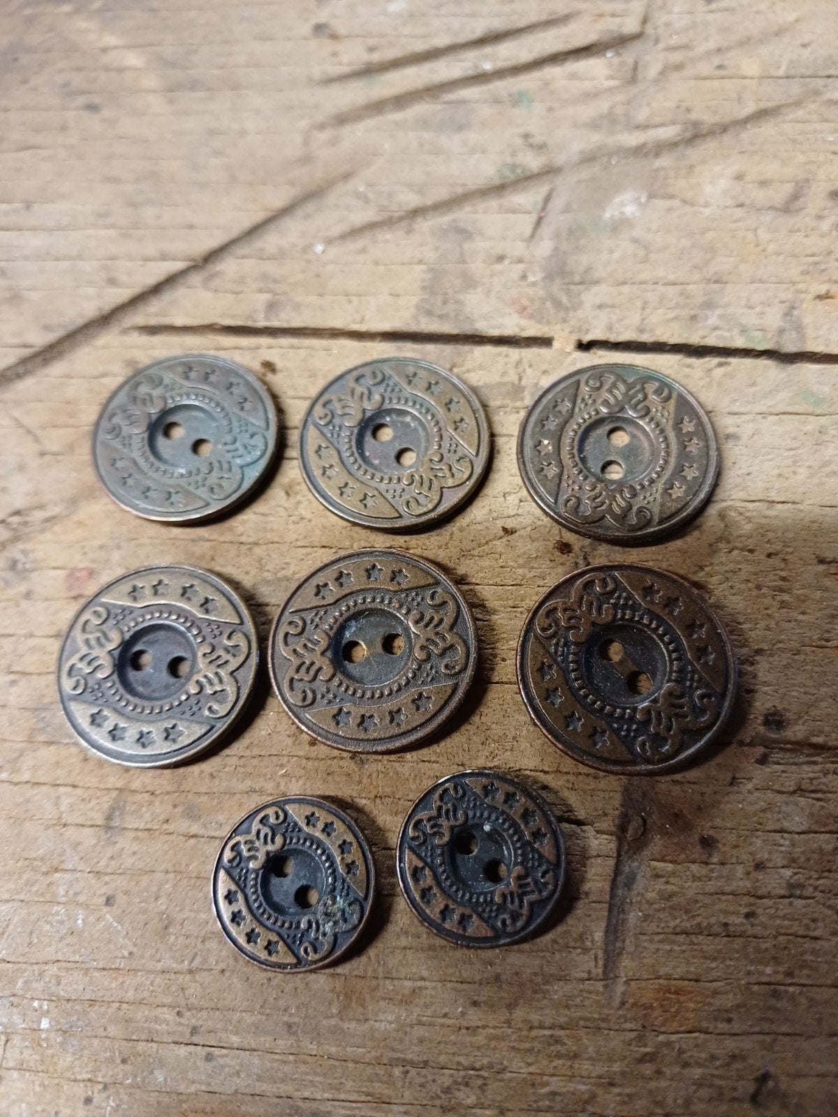 Vintage koperen knopen, Hobby en Vrije tijd, Naaien en Fournituren, Ophalen of Verzenden, Nieuw, Knoop of Knopen
