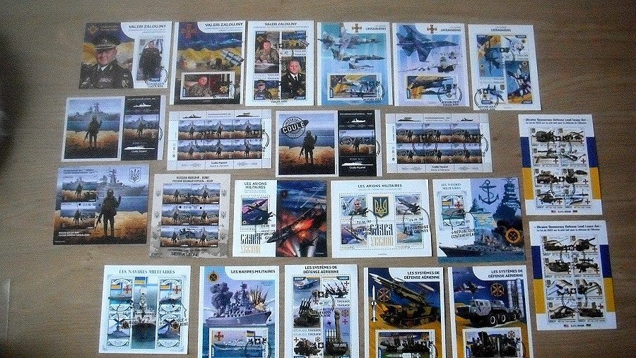 Ukraine, 50 velletjes uit diverse landen t.b.v. de oorlog, Verzenden, Overige landen, Gestempeld