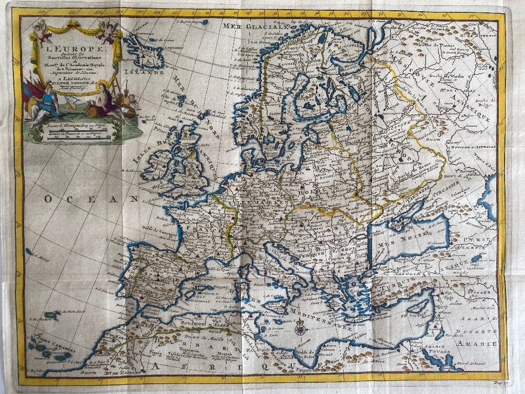 Europees Rijk, Middellandse Zeelanden; Pieter Van der Aa, Antiek en Kunst, Kunst | Etsen en Gravures, Cartografie, 27 cm, Handgekleurd