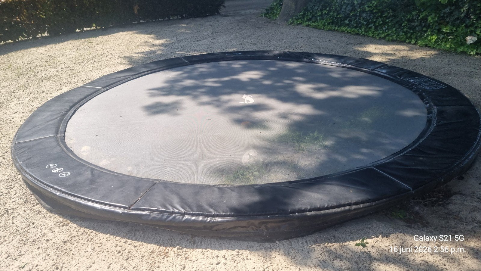 Akrobat inground trampoline 430 cm, Ophalen, Gebruikt