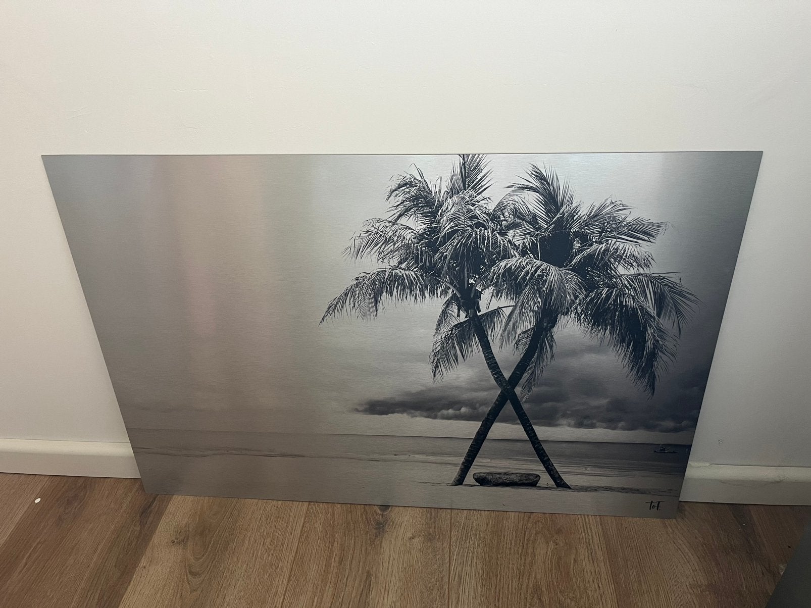 Strand met palmbomen wand decoratie / schilderij, Ophalen, Zo goed als nieuw, Schilderij, 75 cm of meer