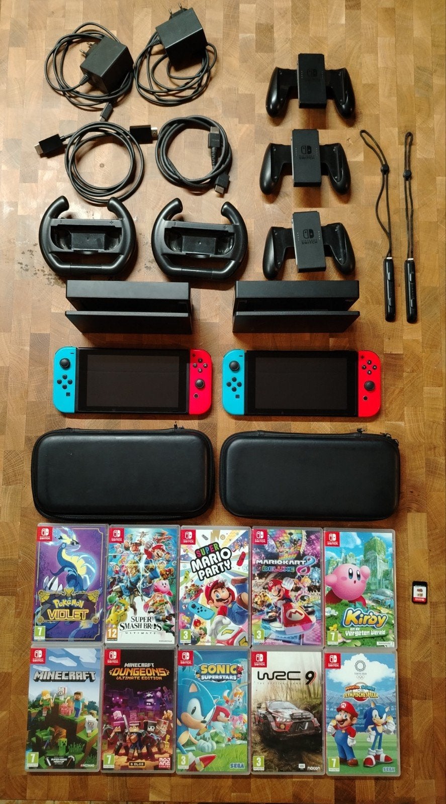 2x Nintendo Switch HAC-001(01) model 2021 met 11 games, Switch 2019 Upgrade, Ophalen of Verzenden, Met 3 controllers of meer, Gebruikt