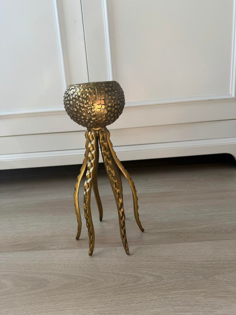 Goudkleurige Kandelaar 32 cm Hoog, Huis en Inrichting, Woonaccessoires | Kandelaars en Kaarsen, Ophalen, Gebruikt, Overige kleuren