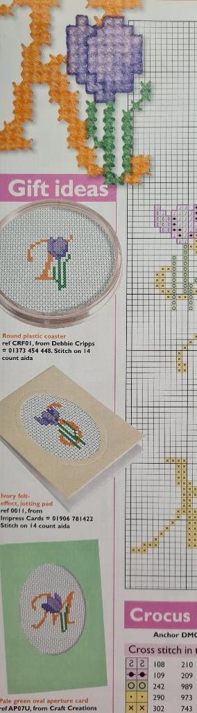 Krokussen alfabet borduurpatroon, Ophalen, Nieuw, Handborduren, Patroon