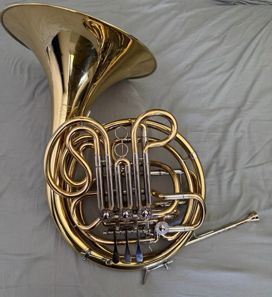 Franse Dubbelhoorn (Bb/F) Coppergate, Muziek en Instrumenten, Ophalen of Verzenden, Gebruikt, Overige typen, Met koffer