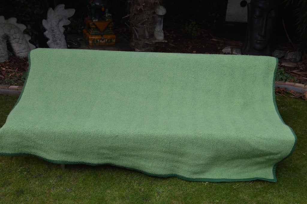 Vintage Dralon deken/ sprei / woondeken 196/140 cm groen/mos, Gebruikt, Ophalen of Verzenden, Deken of Dekbed, Twijfelaar