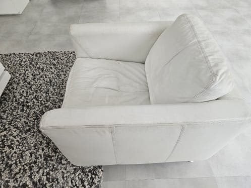 Moderne witte fauteuil, Ophalen, Gebruikt, Wit, Leer