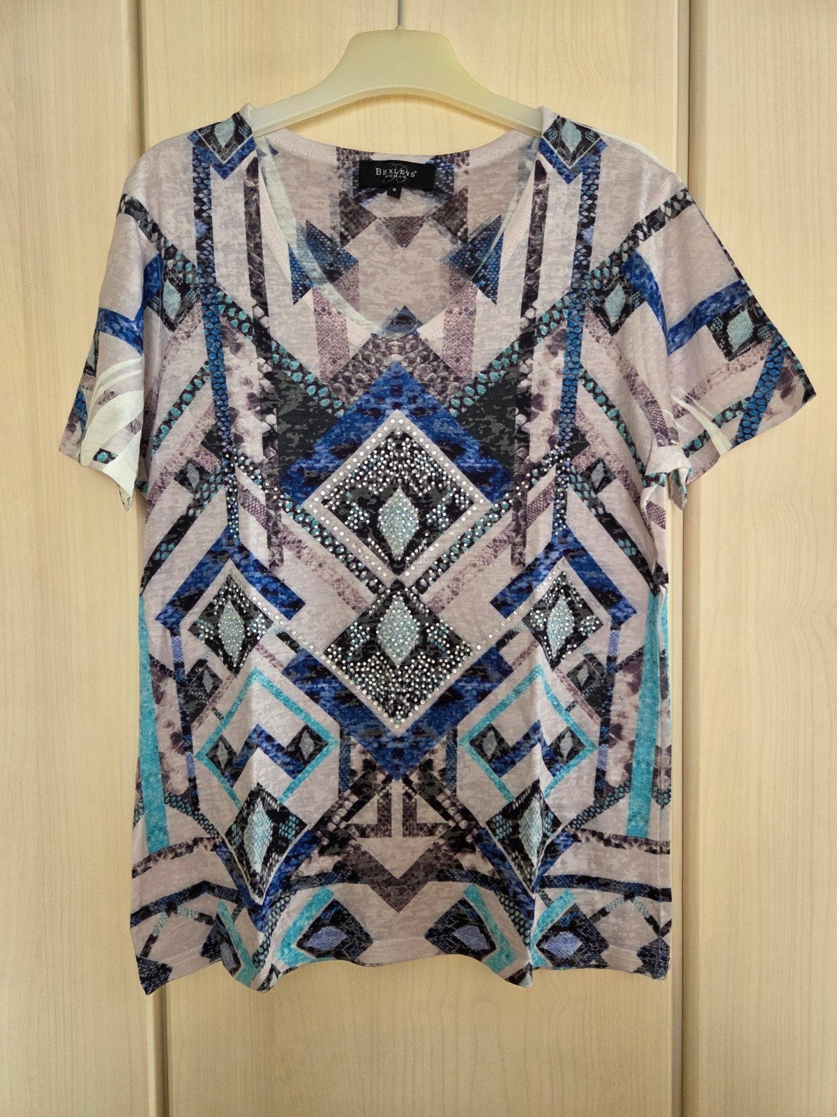 Bexleys Y2K T-shirt met Print en Steentjes Maat S, Kleding | Dames, Overige kleuren, Ophalen of Verzenden, Zo goed als nieuw, Korte mouw