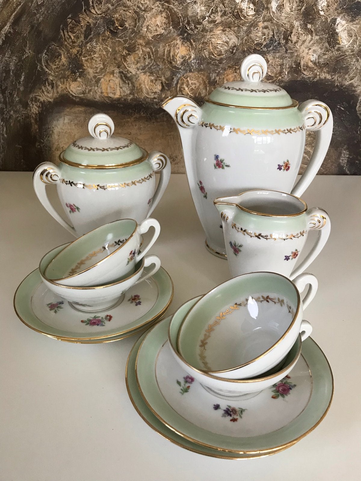 Limoges Theeservies Porcelaine de Mehun 1950-1960, Ophalen of Verzenden