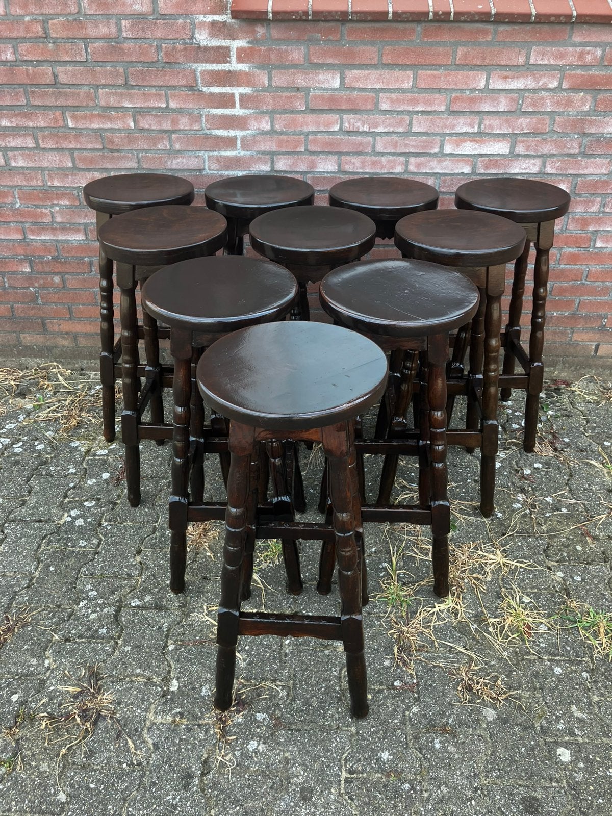Vintage stevige café barkruk  (8 stuks), Ophalen, Zo goed als nieuw, 60 tot 90 cm
