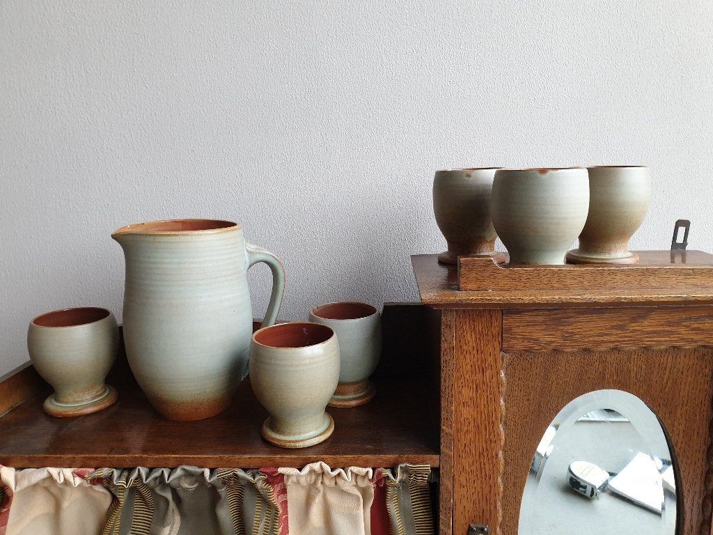 Kan en 6 bekers Steef Gouda, Antiek en Kunst, Ophalen of Verzenden