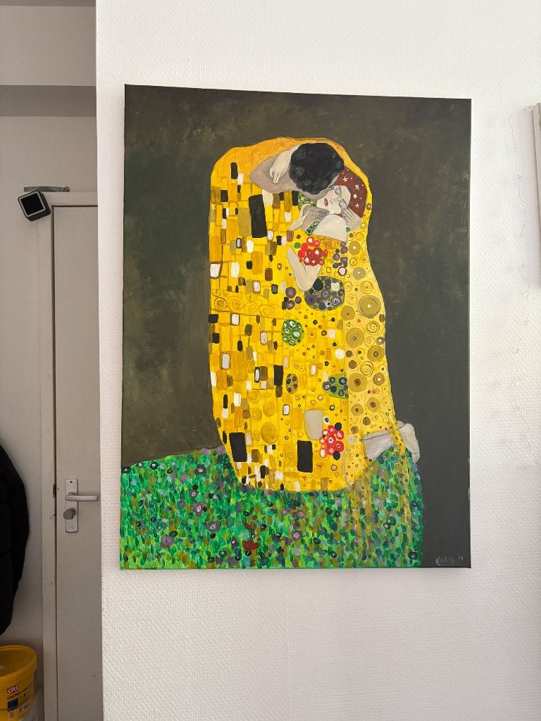 Schilderij 'De Kus' van Gustav Klimt - Handgemaakt, Ophalen of Verzenden