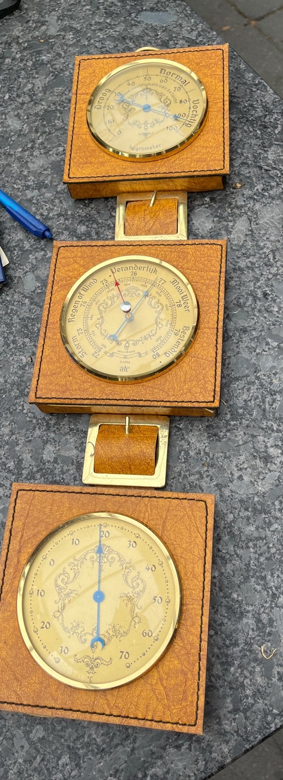 Vintage Weerstation: Barometer, Hygrometer, Thermometer, Ophalen of Verzenden, Gebruikt, Weerstation