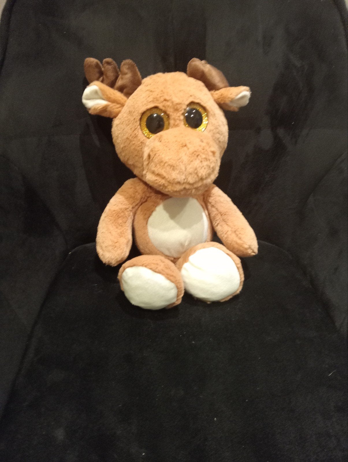 Schattig bruin rendier knuffel met grote ogen, Overige merken, Overige karakters, Overige typen, Ophalen of Verzenden