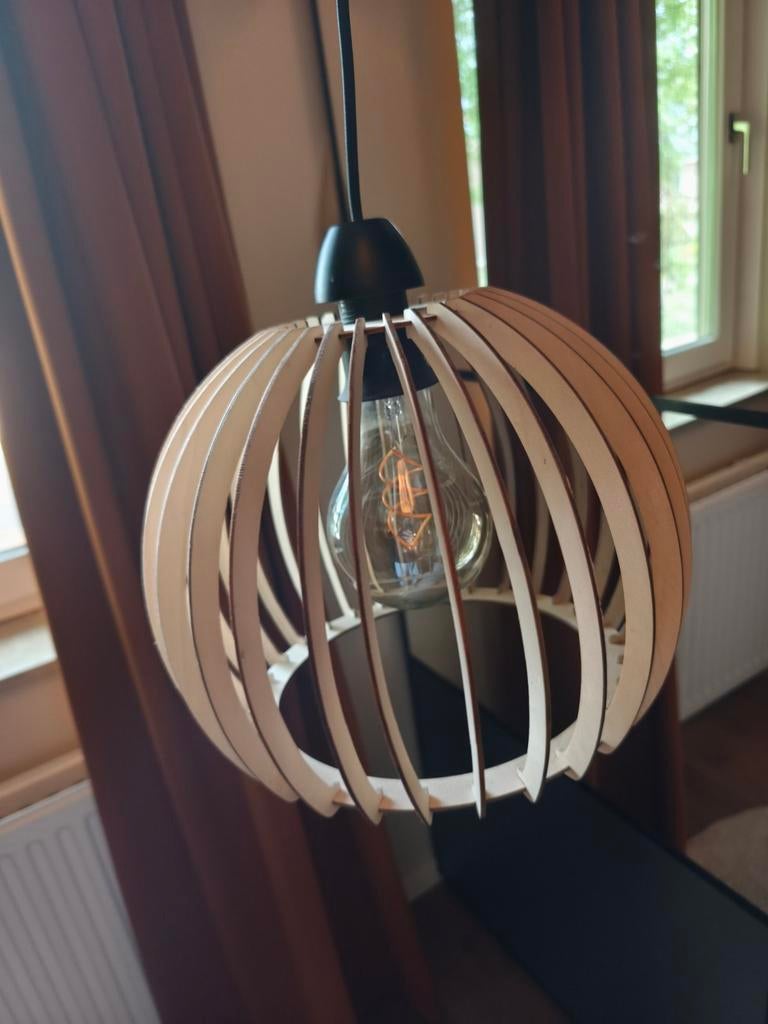 Houten hanglamp - Modern design, Ophalen, Gebruikt, Modern, Scandinavisch, Minder dan 50 cm