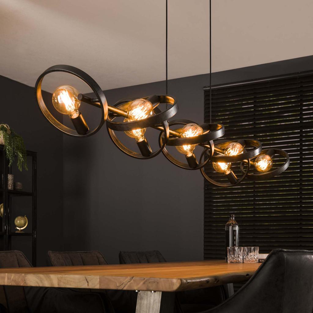 Hanglamp industrieel met 8 ringen en smartlampen, Ophalen, Nieuw, Industrieel, Metaal