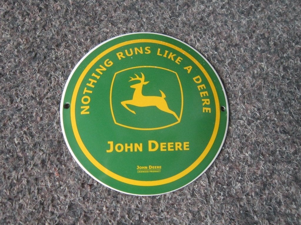 JOHN DEERE EMAILLE RECLAMEBORD, Ophalen, Zo goed als nieuw, Reclamebord