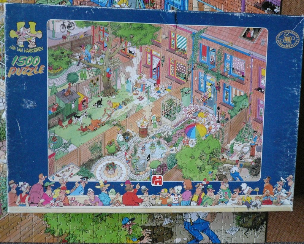 JVH puzzle 1500 stukjes NEIGHBOURS Haasten legpuzzel v 1998, Ophalen of Verzenden, 500 t/m 1500 stukjes, Zo goed als nieuw