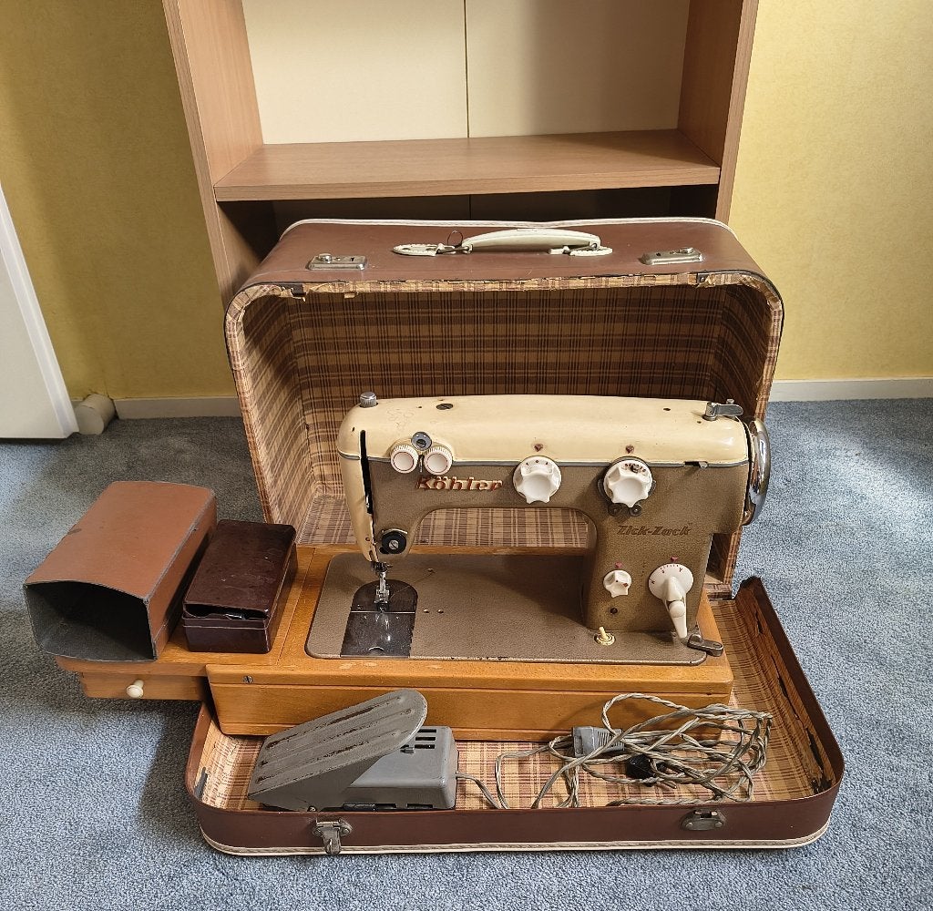 Köhler zick zack naaimachine vintage met opbergkoffer, Ophalen, Gebruikt, Naaimachine, Overige merken
