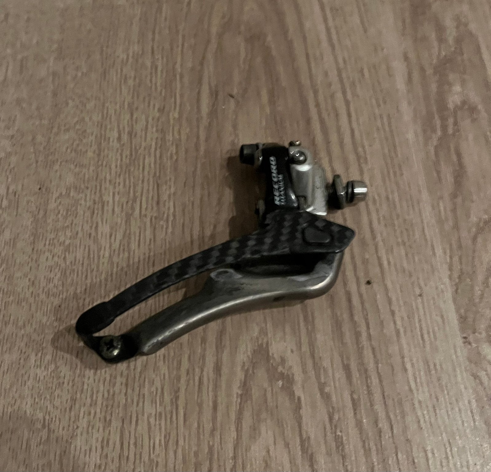 Campagnolo record titanium voorderailleur, Gebruikt, Titanium, Ophalen of Verzenden, Derailleur of Ketting