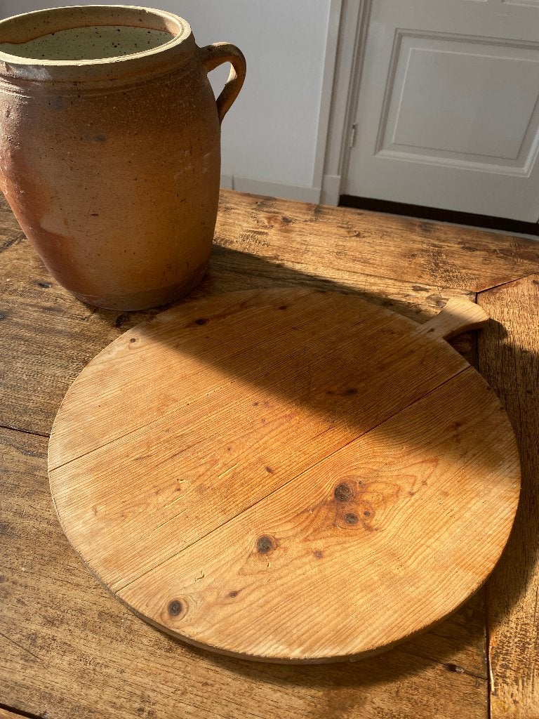 Brocante stoere landelijke Franse houten broodplank - rond, Antiek en Kunst, Ophalen of Verzenden