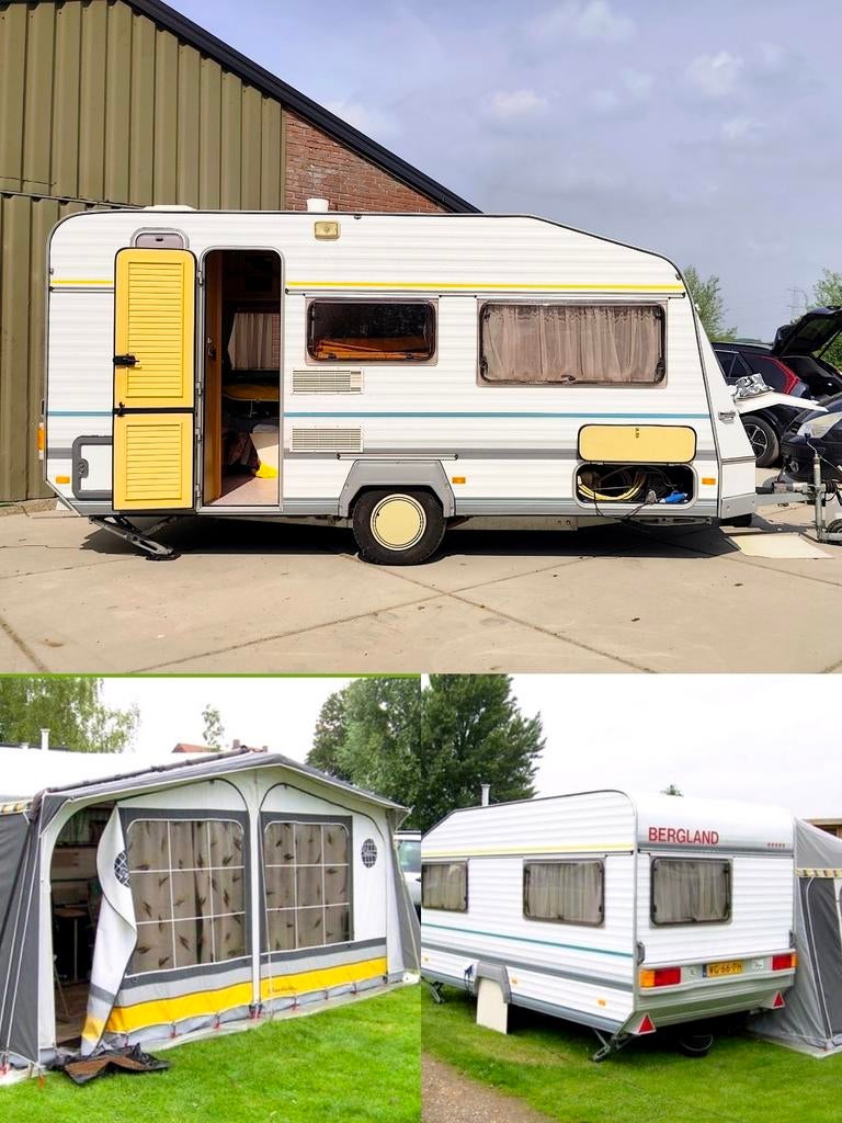 Bergland Caravan met voortent en complete kampeeruitrusting, Ophalen