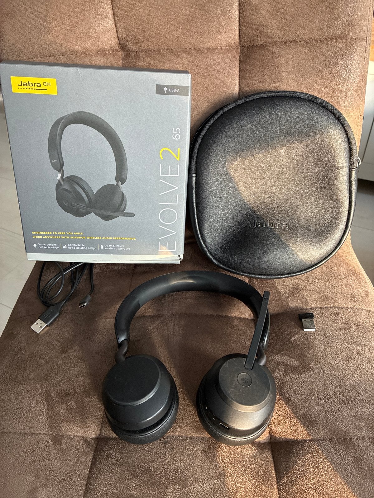 Jabra Evolve2 65 USB-A Headset - nieuw, Audio, Tv en Foto, Koptelefoons, Ophalen, Bluetooth, Zo goed als nieuw, Over-ear