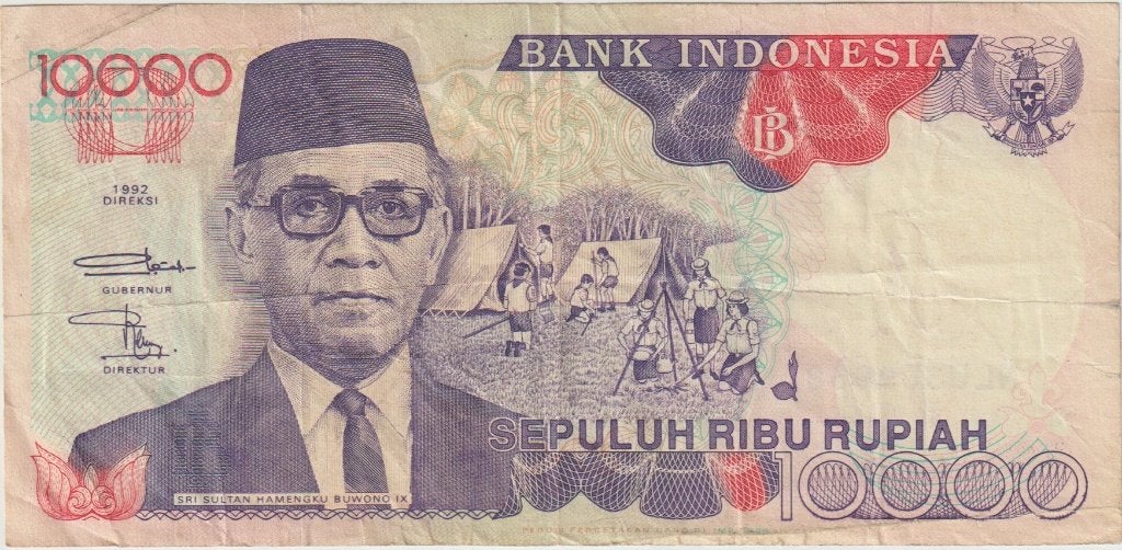 Indonesië bankbiljet 10.000 Rupiah 1992, Postzegels en Munten, Bankbiljetten | Azië, Ophalen of Verzenden, Zuidoost-Azië, Los biljet