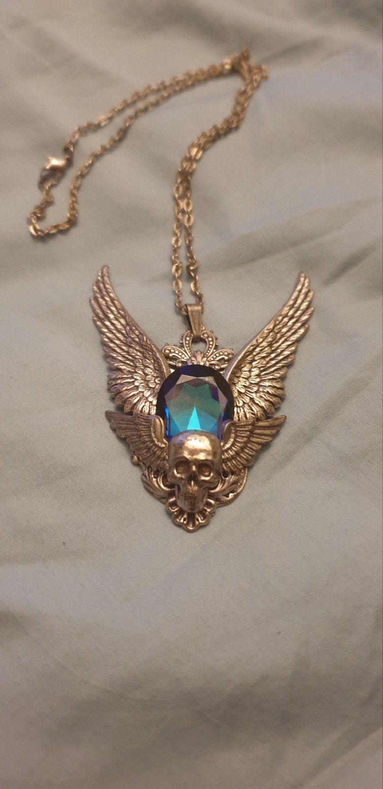 Aranwen 's Jewelry skull wings Swarovski, Met kristal, Ophalen of Verzenden, Zo goed als nieuw, Zilver
