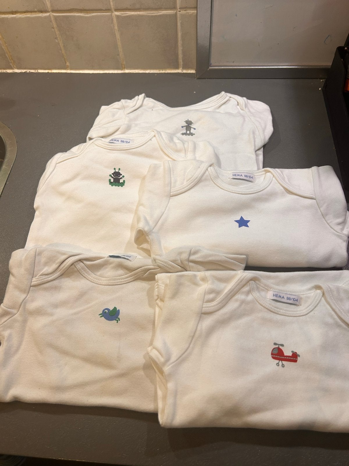 5 Hema rompers maat 98/104, Kinderen en Baby's, Kinderkleding | Maat 92, Ophalen of Verzenden, Gebruikt, Jongen of Meisje, Setje