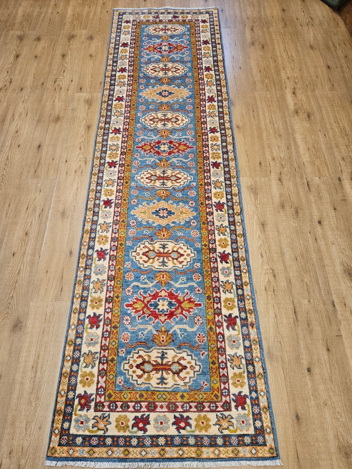 Handgeknoopt oosters tapijt loper kazak 292x82, Info@SlatsAntiek.nl, Perzisch, Vof Slats Antiek, Crème