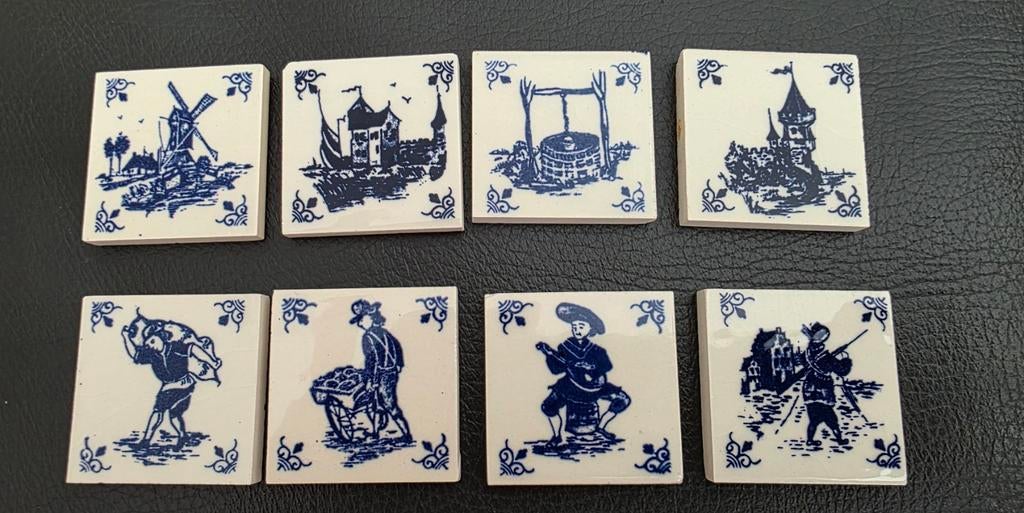 74 Delfts blauwe micro tegeltjes 3.5x3.5cm, Ophalen of Verzenden