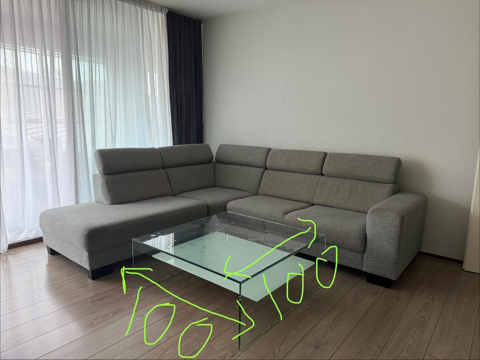 Glazen salontafel 100 x 100 cm – zeer nette staat, Ophalen, 100 tot 150 cm, Vierkant, 50 tot 100 cm