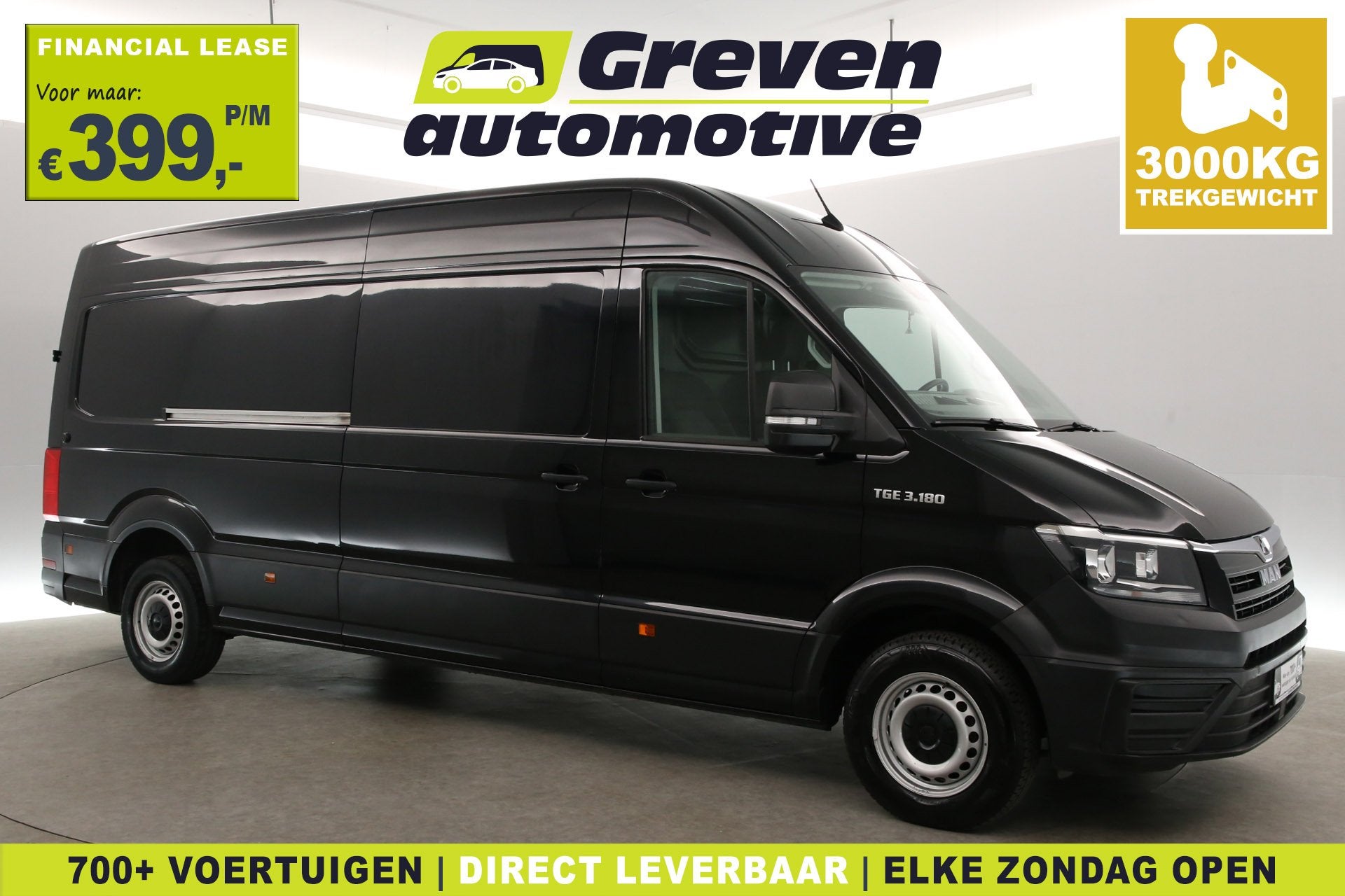 MAN TGE 3.180 | 35 2.0 L4H3 | 177PK | 3000kg Trekgew. | Auto, Stof, Gebruikt, Euro 6, 4 cilinders